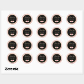 Sticker Rond Aquarelle rose noire Merci Floral (Feuille)