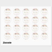 Sticker Rond Aquarelle rose or Faveur florale (Feuille)