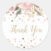 Sticker Rond Aquarelle rose or Faveur florale (Devant)