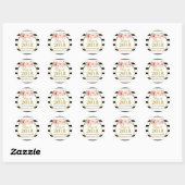 Sticker Rond Aquarelle rose Or Grilles noires Graduation 2018 (Feuille)