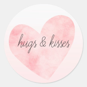 Sticker Rond Aquarelle rose pâle Coeur