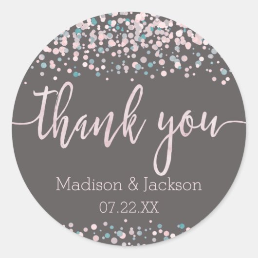 Sticker Rond Aquarelle rose pâle Confetti Mariage Faveur (Devant)