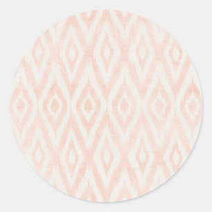 Sticker Rond Aquarelle rose pâle Ikat Impression géométrique Pe