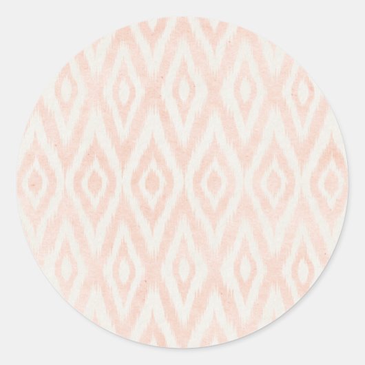 Sticker Rond Aquarelle rose pâle Ikat Impression géométrique pe (Devant)