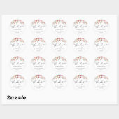 Sticker Rond Aquarelle rose pâle Merci Faveurs mariage (Feuille)