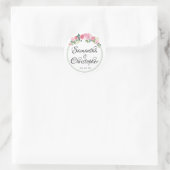 Sticker Rond Aquarelle rose pâle Sceau Mariage floral (Sac)