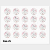 Sticker Rond Aquarelle Rose Papillon Mariage Enregistrer La Dat (Feuille)