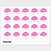 Sticker Rond Aquarelle rose Peinture Merci (Feuille)