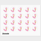 Sticker Rond Aquarelle rose Polka Flamant rose (Feuille)