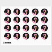 Sticker Rond Aquarelle rose Polka Flamant rose (Feuille)