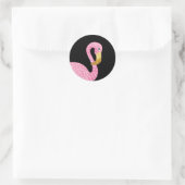 Sticker Rond Aquarelle rose Polka Flamant rose (Sac)