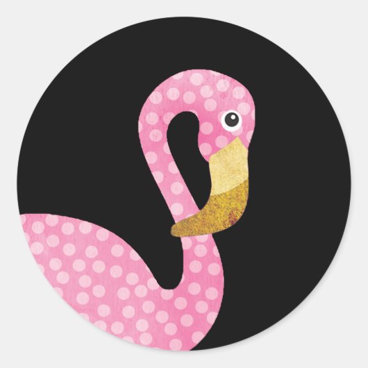 Sticker Rond Aquarelle rose Polka Flamant rose (Devant)