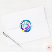 Sticker Rond Aquarelle rose pop art bleu (Enveloppe)