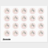 Sticker Rond Aquarelle rose princesse Tiara Anniversaire (Feuille)