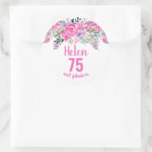 Sticker Rond Aquarelle rose rose 75e anniversaire floral classi (Sac)