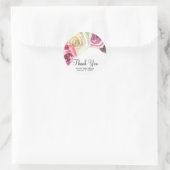 Sticker Rond Aquarelle Rose rose et blanc Fête des mariées chic (Sac)