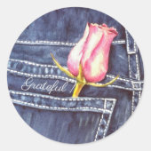 Sticker Rond Aquarelle rose rose Floral (Devant)