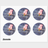Sticker Rond Aquarelle rose rose Floral (Feuille)