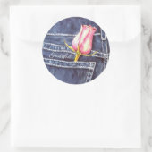 Sticker Rond Aquarelle rose rose Floral (Sac)