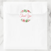 Sticker Rond Aquarelle Rose Rose Merci Floral (Sac)