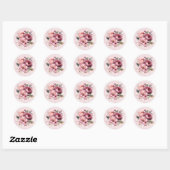 Sticker Rond Aquarelle rose rose rose Mariage en marbre (Feuille)