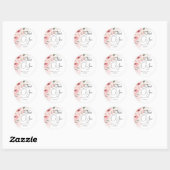 Sticker Rond Aquarelle rose Roses Mariage Merci (Feuille)