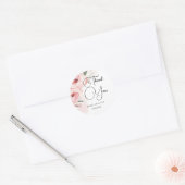 Sticker Rond Aquarelle rose Roses Mariage Merci (Enveloppe)