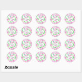 Sticker Rond Aquarelle rose Roses Vert Feuille Fête des mères (Feuille)