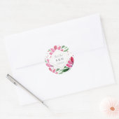 Sticker Rond Aquarelle rose Rustique Lotus Art Floral (Enveloppe)