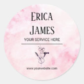 Sticker Rond Aquarelle rose Salon de beauté (Devant)