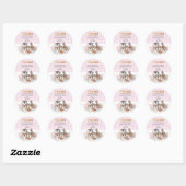 Sticker Rond Aquarelle rose Sur Le Baby shower Des Animaux De F (Feuille)