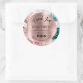 Sticker Rond Aquarelle rose Turquoise Merci élégant (Sac)