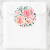 Sticker Rond Aquarelle rose vert Fête des mariées florale (Sac)