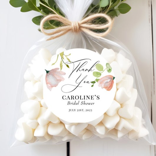 Sticker Rond Aquarelle rose vert Fête des mariées florale class