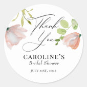 Sticker Rond Aquarelle rose vert Fête des mariées florale class (Devant)