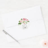 Sticker Rond Aquarelle rose vert Peony Floral Logo d'affaires (Enveloppe)