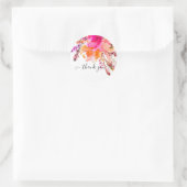 Sticker Rond Aquarelle rose vif floral merci (Sac)