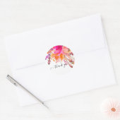 Sticker Rond Aquarelle rose vif floral merci (Enveloppe)