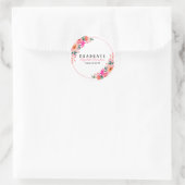 Sticker Rond Aquarelle rose vif Graduation Chic Floral (Sac)