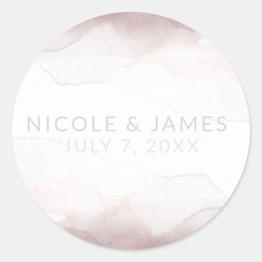Sticker Rond Aquarelle rose vif Ultra Moderne Mariage chic (Devant)