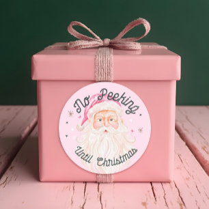 Sticker Rond Aquarelle rose vintage Santa Claus Non Pékin