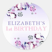 Sticker Rond Aquarelle rose violet C'est un anniversaire de Gem (Devant)