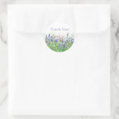 Sticker Rond Aquarelle rose violet Fleur sauvage Merci (Sac)