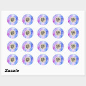 Sticker Rond Aquarelle rose violet Kraft avec amour Favoriser (Feuille)
