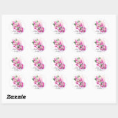 Sticker Rond Aquarelle Roses roses et Macarons français Anniver (Feuille)