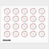 Sticker Rond Aquarelle Roses Roses Roses Roses Mariages (Feuille)
