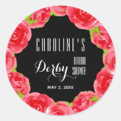 Sticker Rond Aquarelle Roses rouges Fête des mariées Derby (Devant)