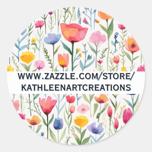 Sticker Rond Aquarelle Rouge Botanique Floral (Devant)