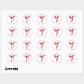 Sticker Rond Aquarelle rouge Bow Adresse de retour (Feuille)