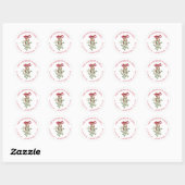 Sticker Rond Aquarelle Rouge Bow Mistletoe Adresse de Noël (Feuille)